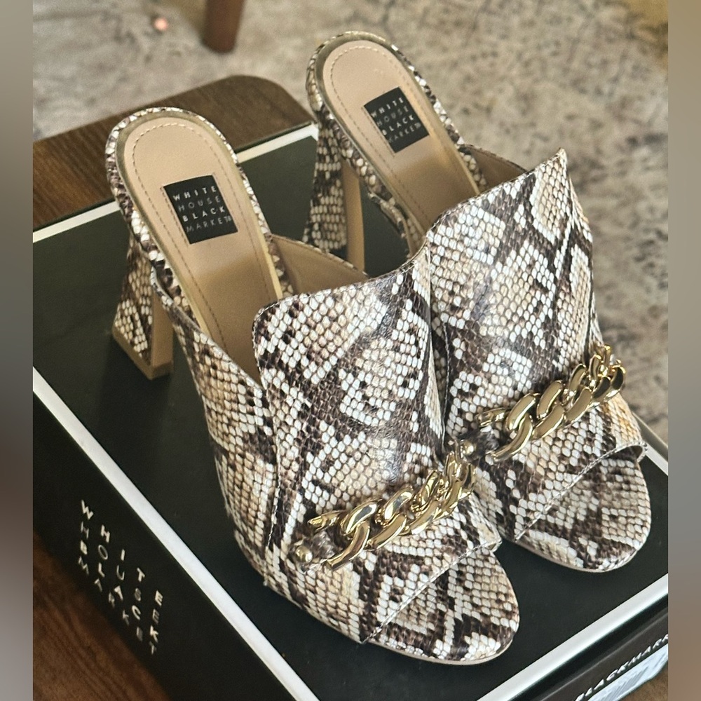 ✨NEW PRICE✨ White House Black Market Python Print Mules - Size 8M